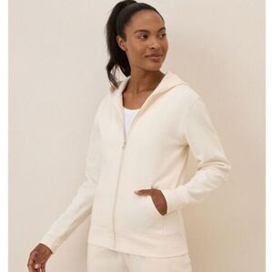 Pact Cloud Brushed Organic Cotton Cream Full Zip Hoodie